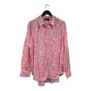 Lane Bryant New NWT Button Down Collar Blouse Top Sz 18 20 White Pink Floral